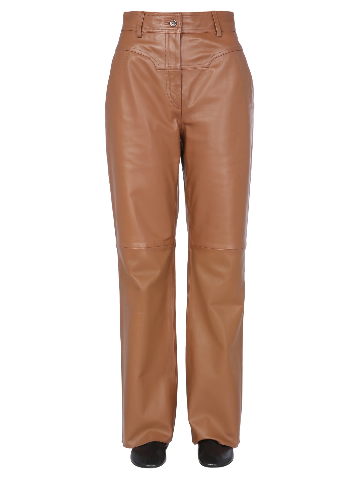 alberta ferretti high waisted leather pants