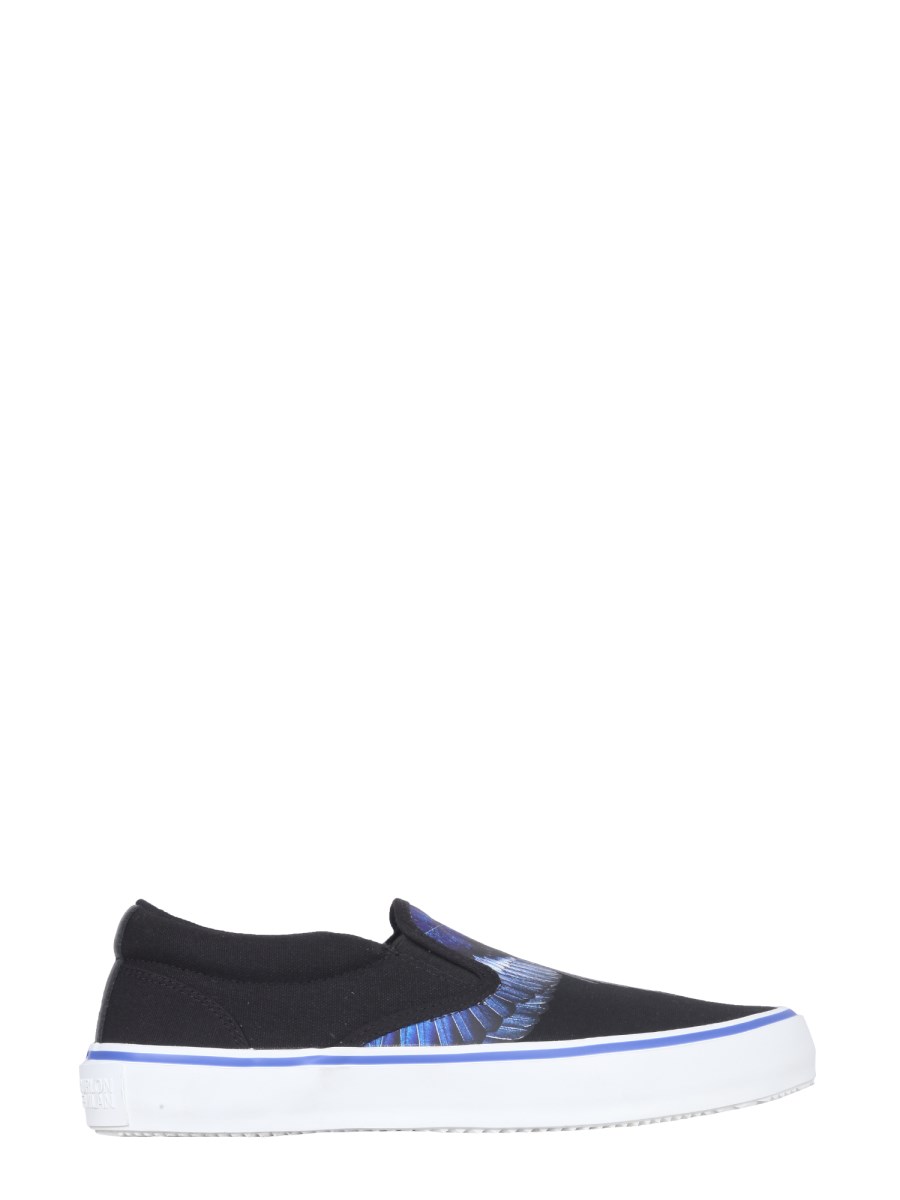 MARCELO BURLON COUNTY OF MILAN SLIP-ON VULCANIZZATE IN COTONE CON STAMPA WINGS