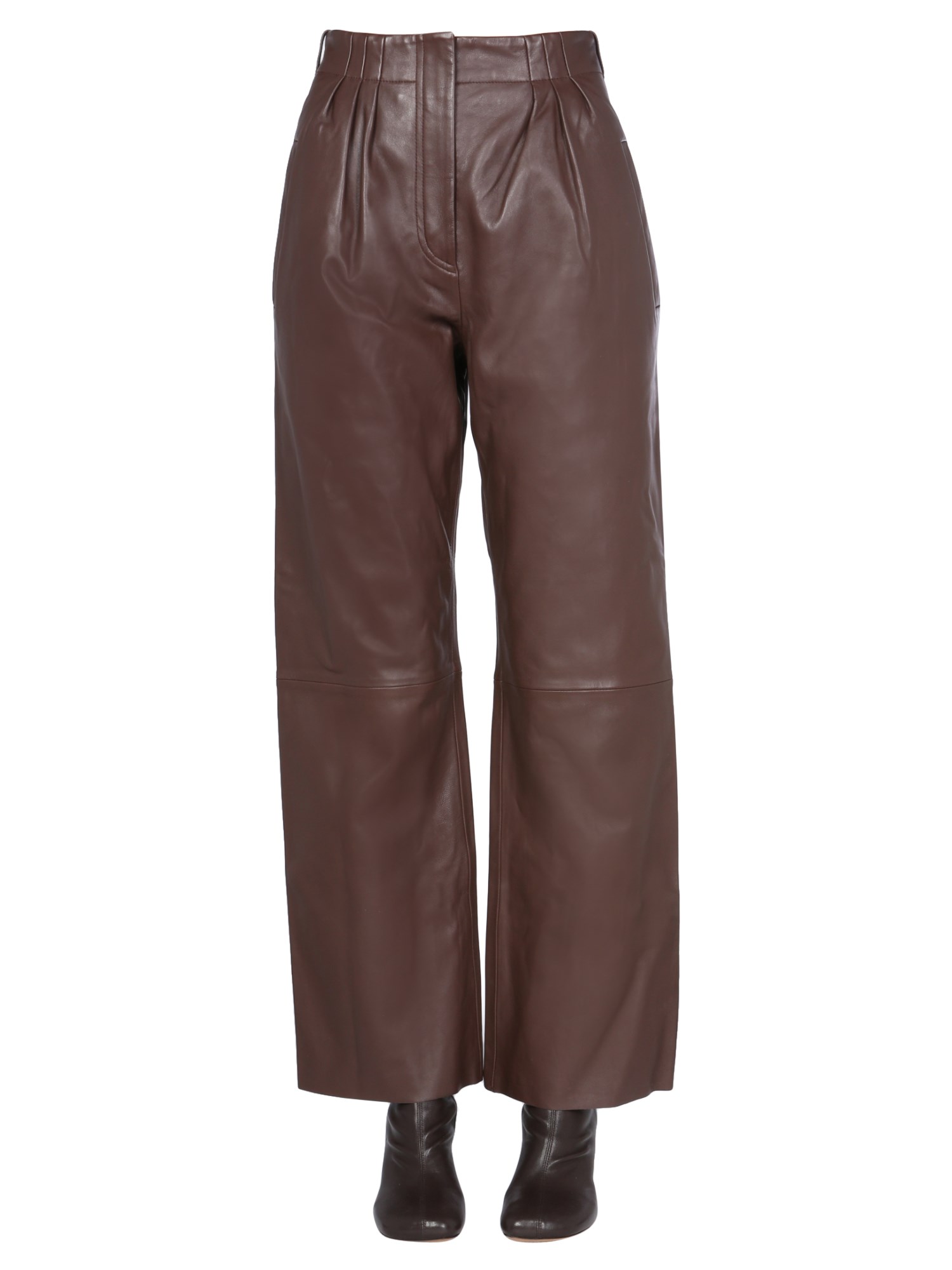 alberta ferretti high waisted leather pants