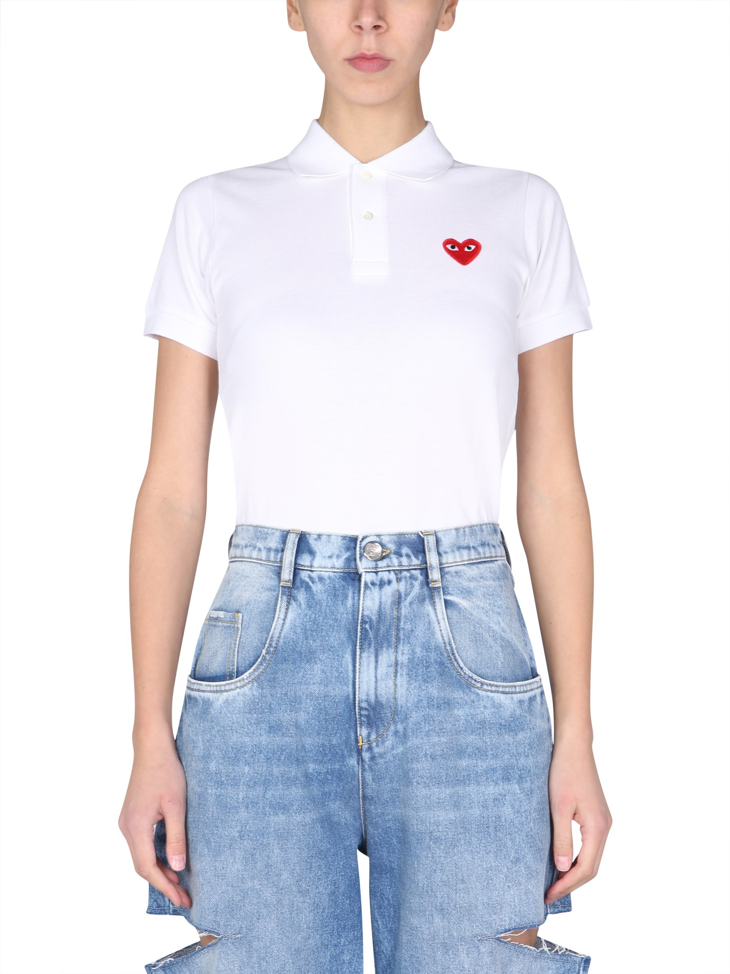 comme des garcons play polo con patch logo