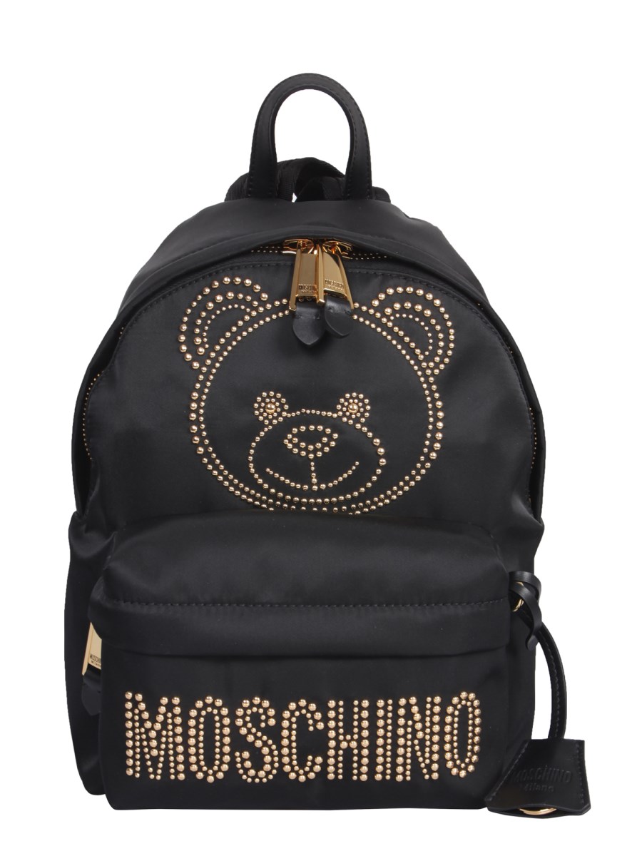 MOSCHINO SMALL NYLON BACKPACK WITH TEDDY BEAR STUDS Eleonora