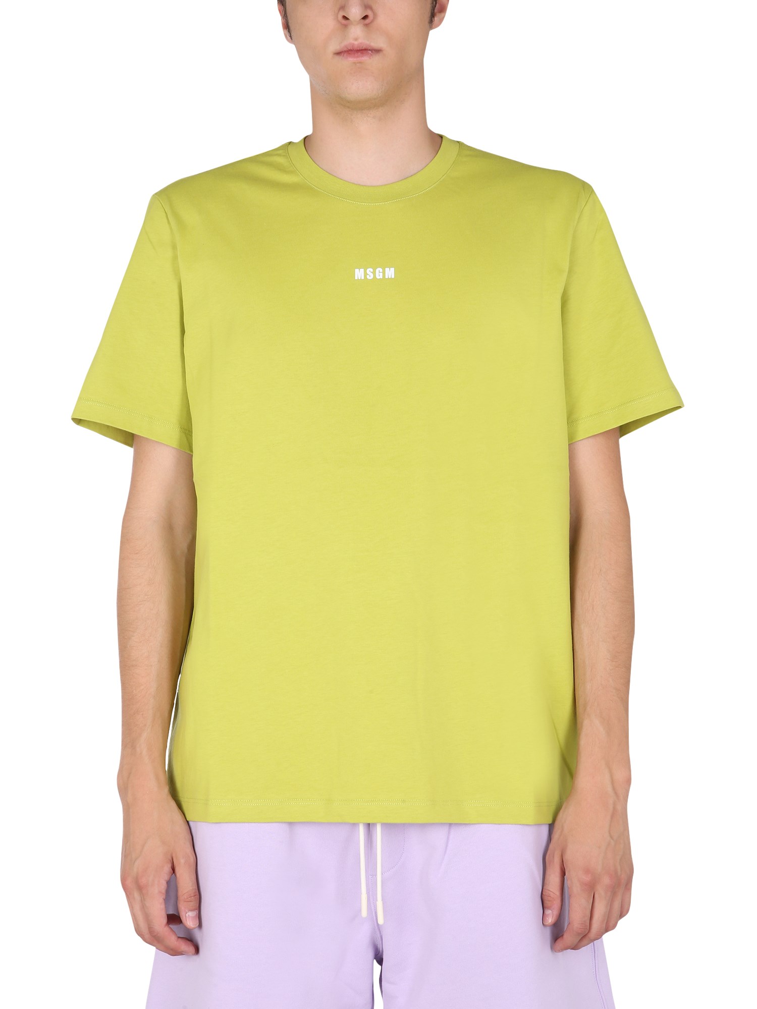 msgm t-shirt with lettering logo print