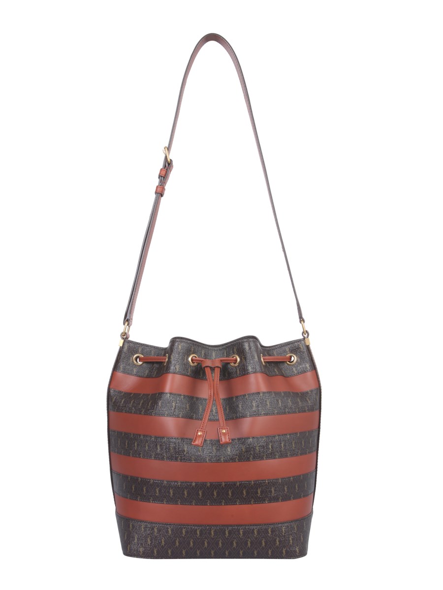 Yves Saint Laurent Brown Coated Canvas/Leather Le Monogramme Bucket Bag