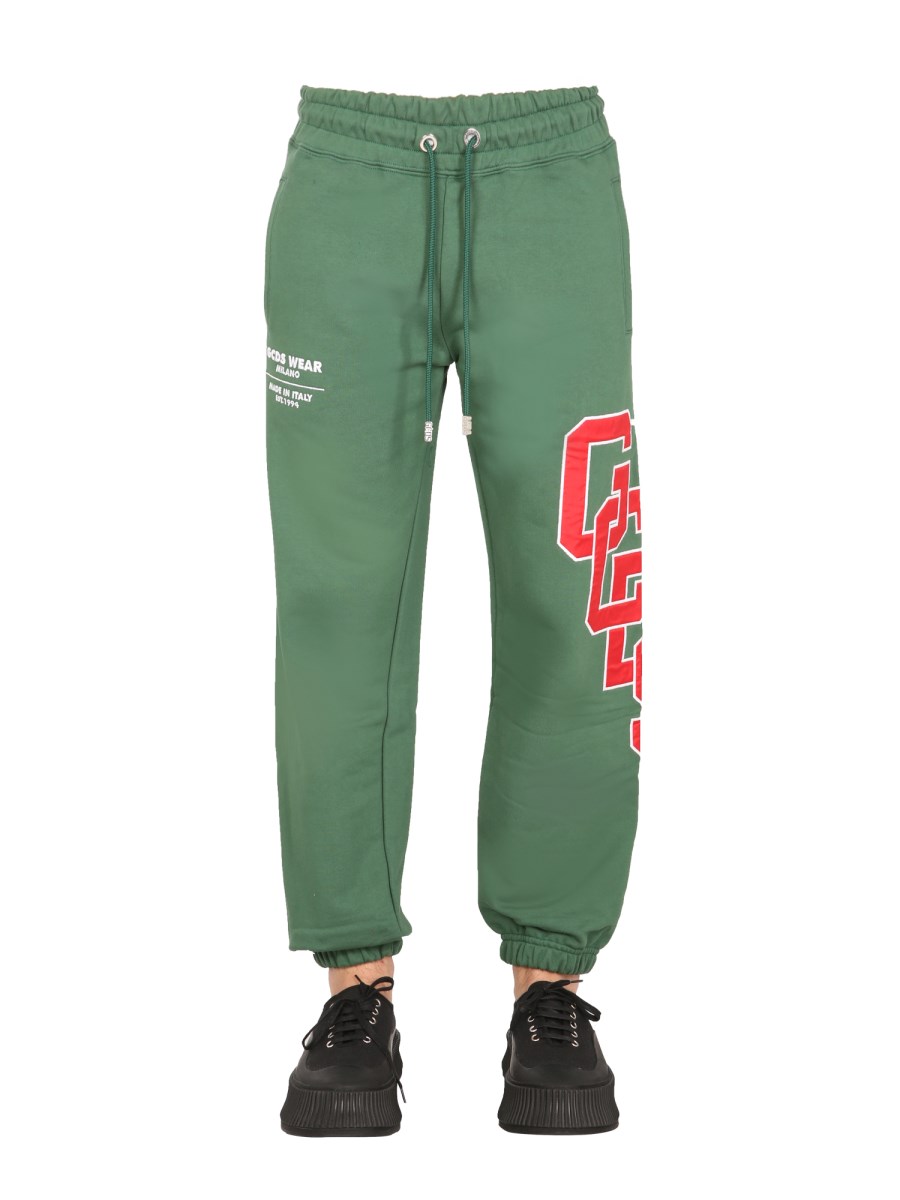 GCDS PANTALONE JOGGING IN FELPA DI COTONE CON LOGO COLLEGE