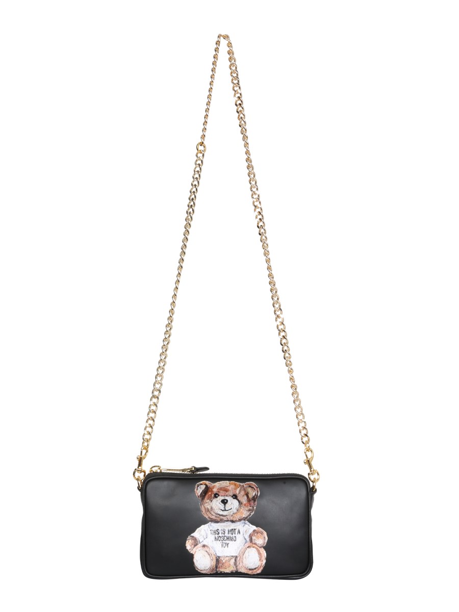 MOSCHINO - PAINTED EFFECT TEDDY BEAR LEATHER SHOULDER BAG - Eleonora Bonucci