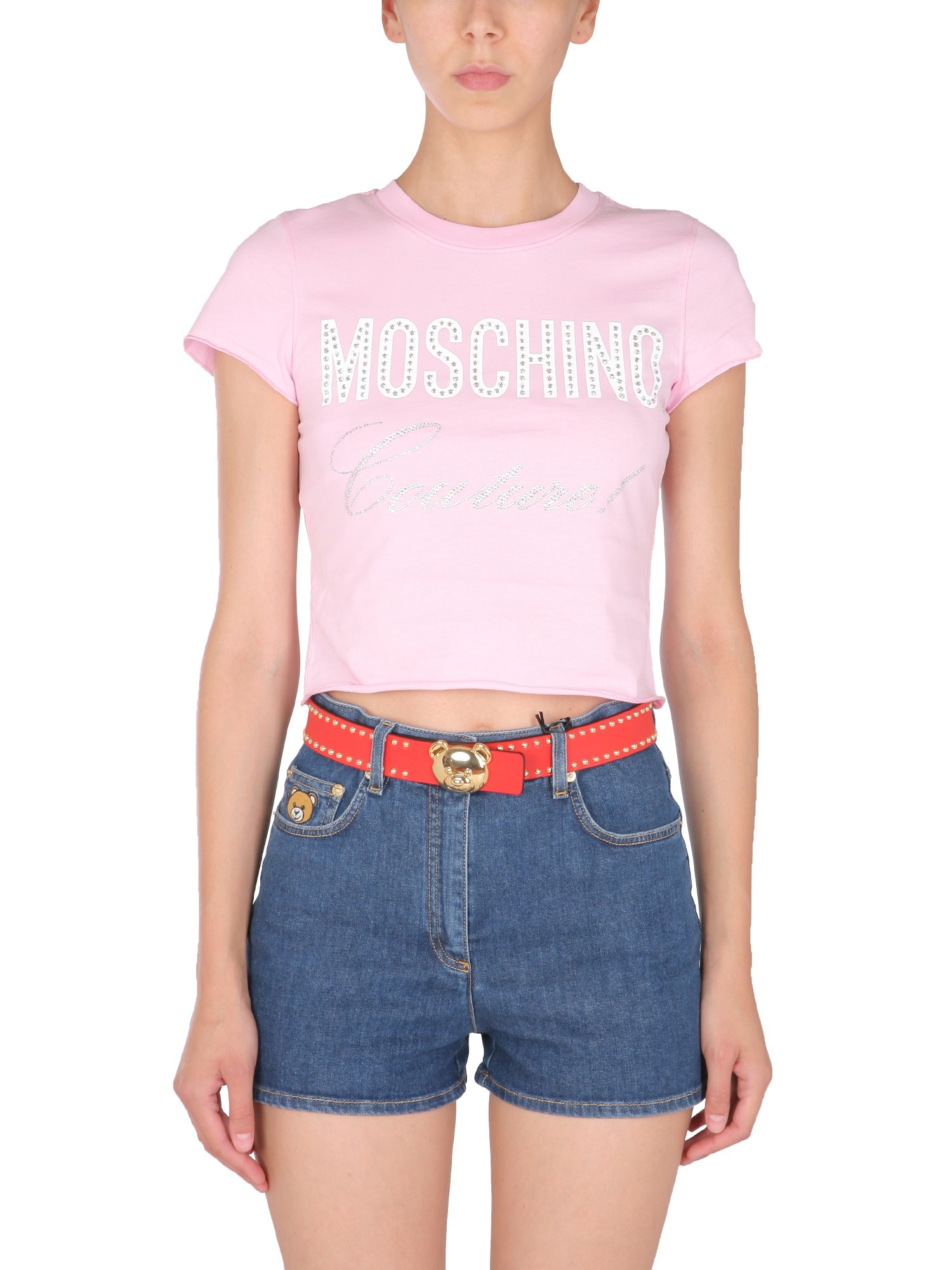 moschino sweatshirt with logo and rhinestones