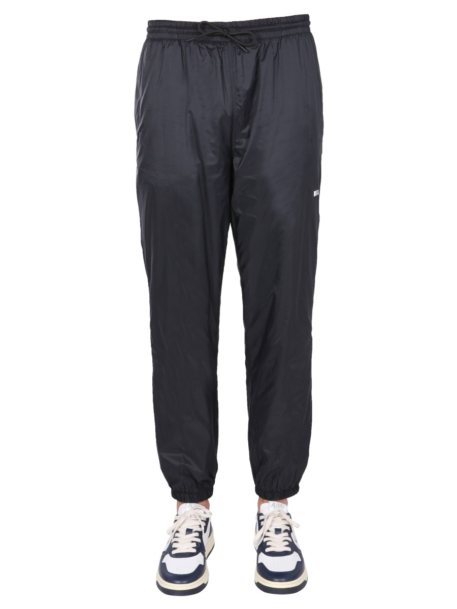 MSGM PANTALONE JOGGING IN NYLON CON STAMPA LOGO