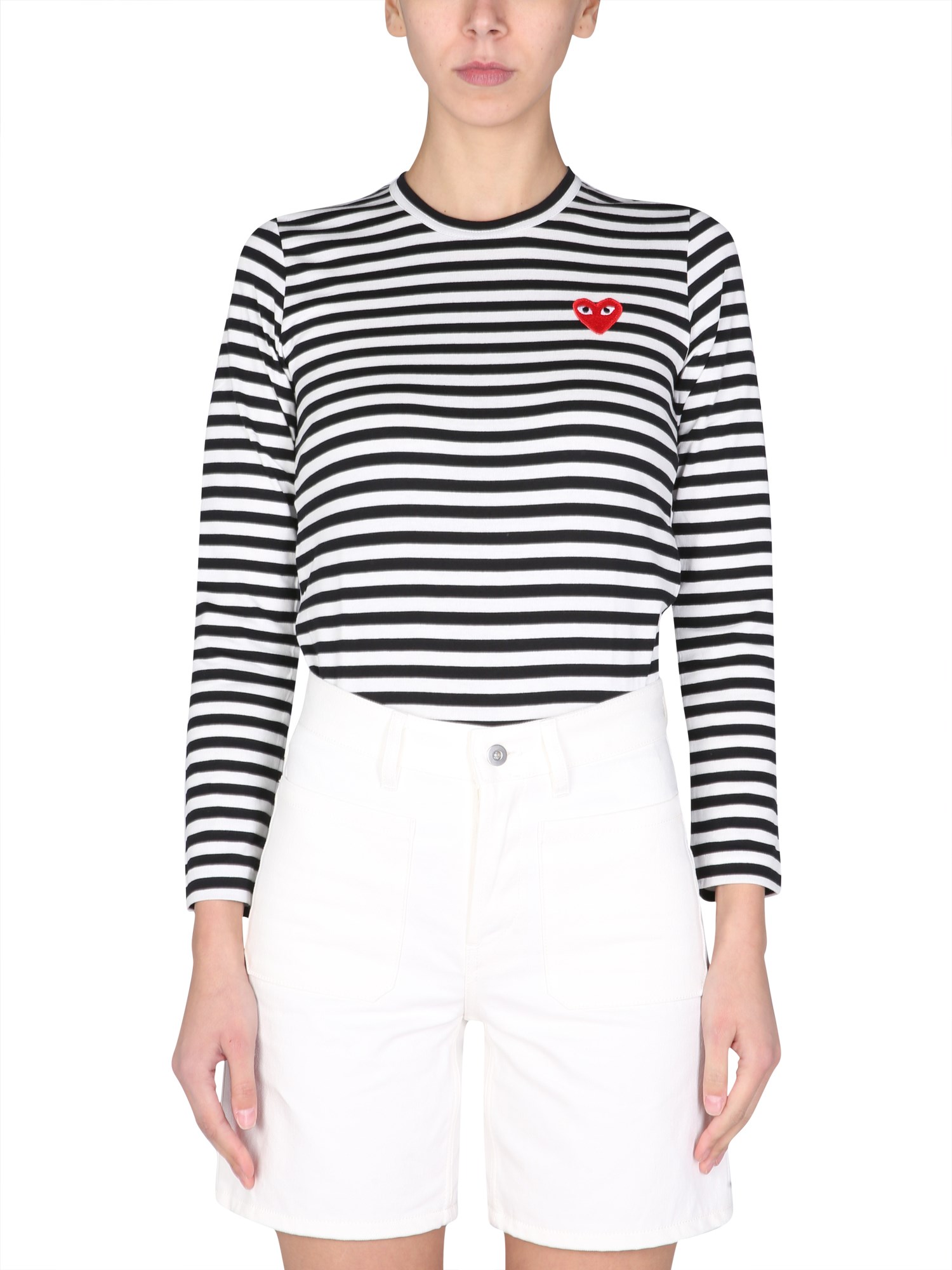 comme des garcons play t-shirt con motivo a righe