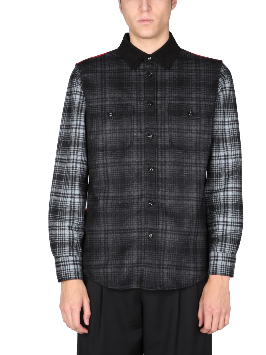 WOOLRICH GIACCA CAMICIA ALASKAN MELTON IN MISTO LANA PATCHWORK