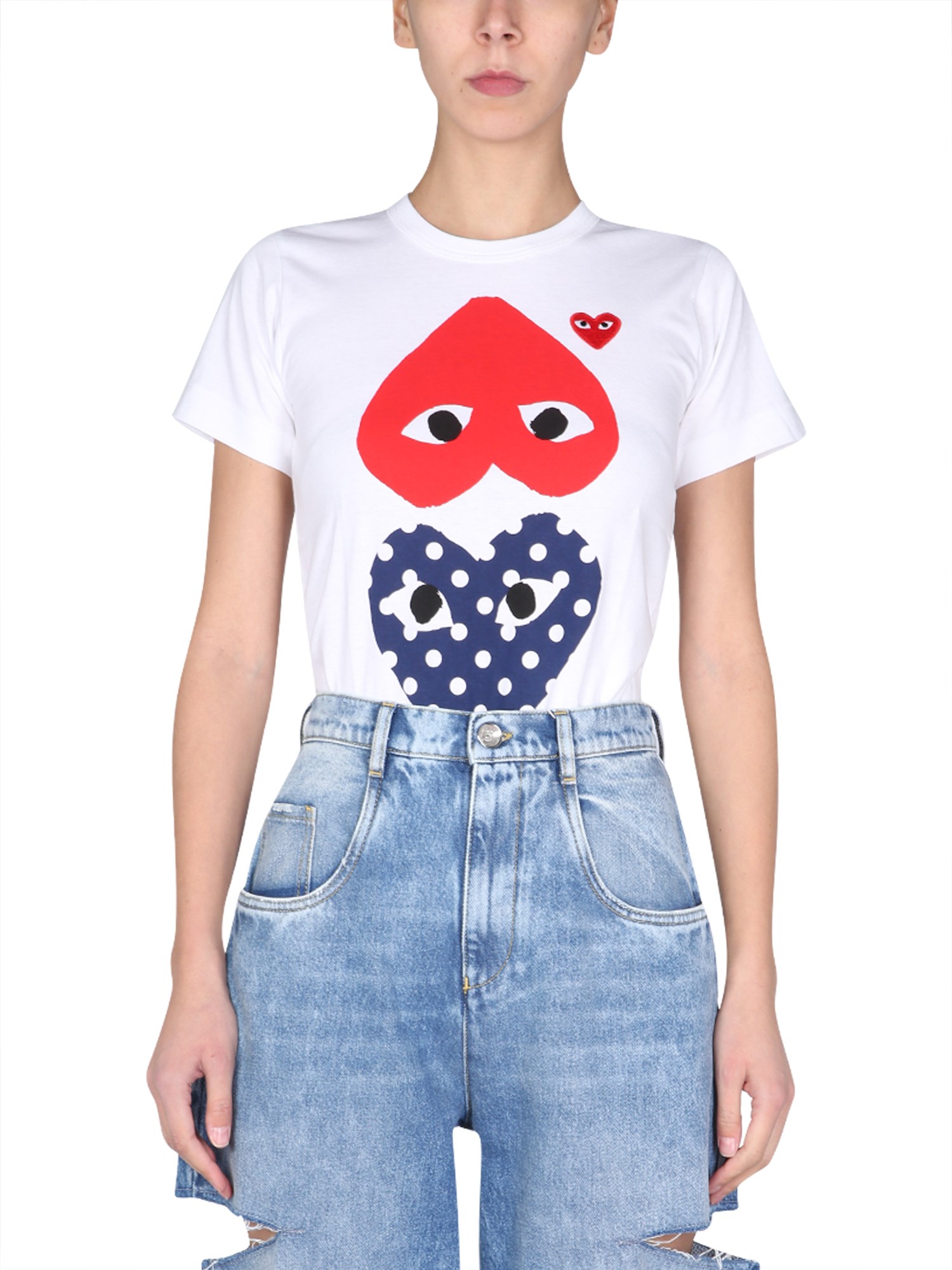 comme des garcons play logo print t-shirt