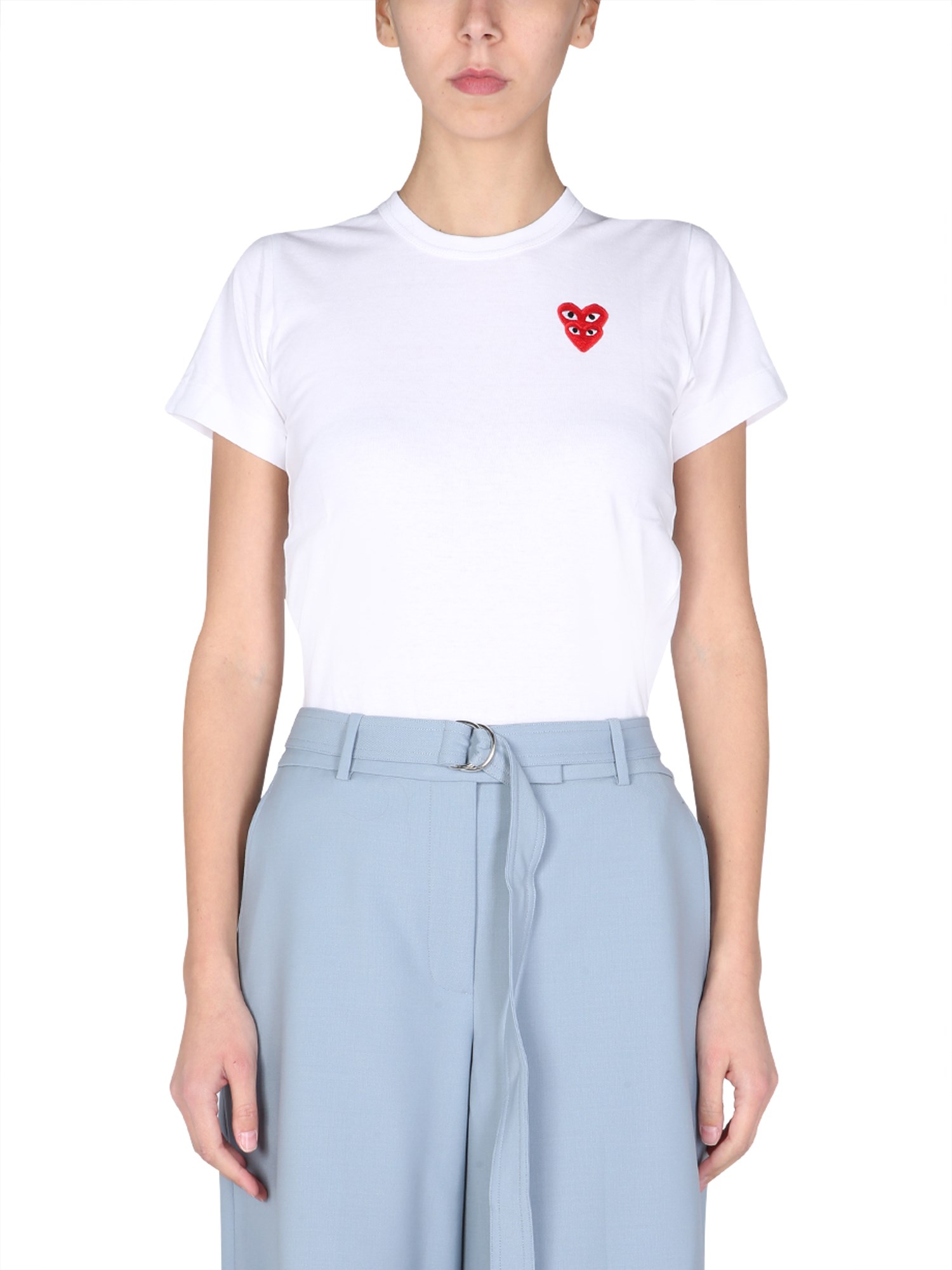comme des garcons play t-shirt con patch logo "double heart"