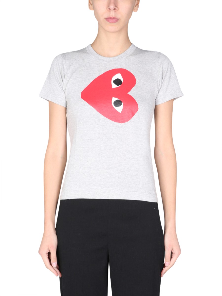 COMME DES GARCONS PLAY T-SHIRT IN COTONE CON STAMPA LOGO