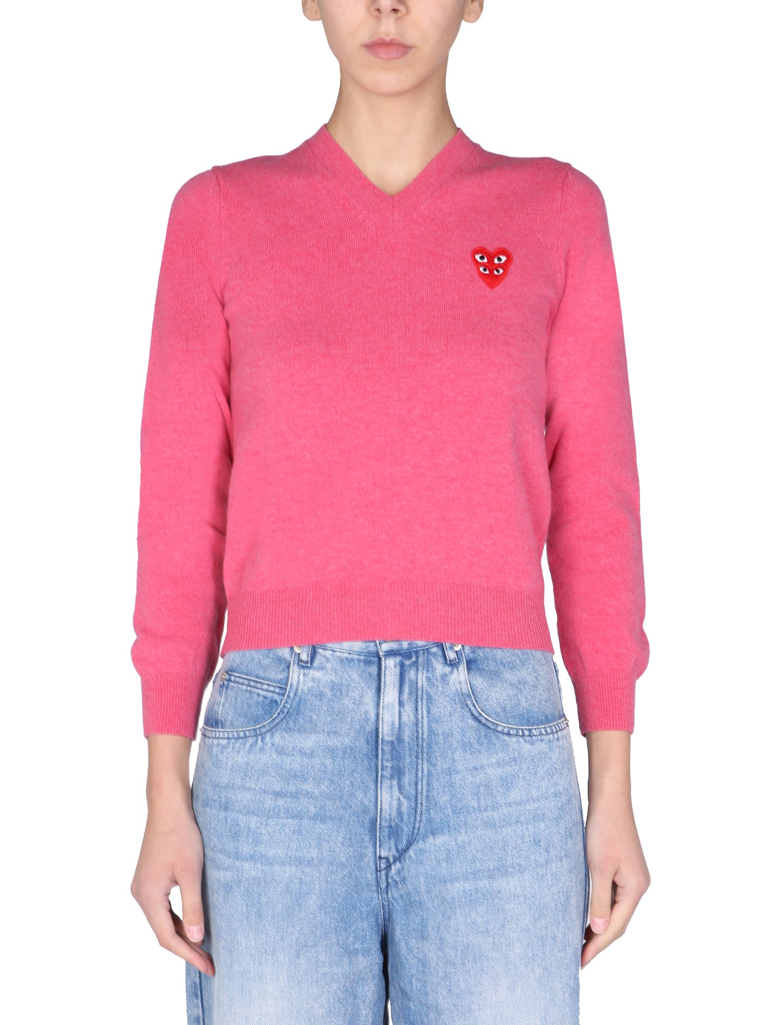 comme des garcons play maglia con patch logo