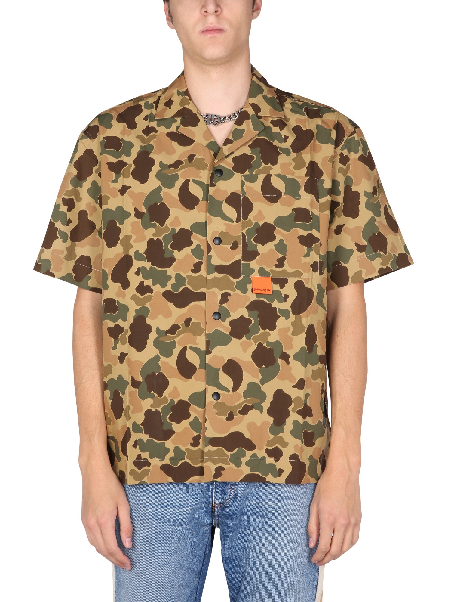 palm angels "camo bowling" shirt