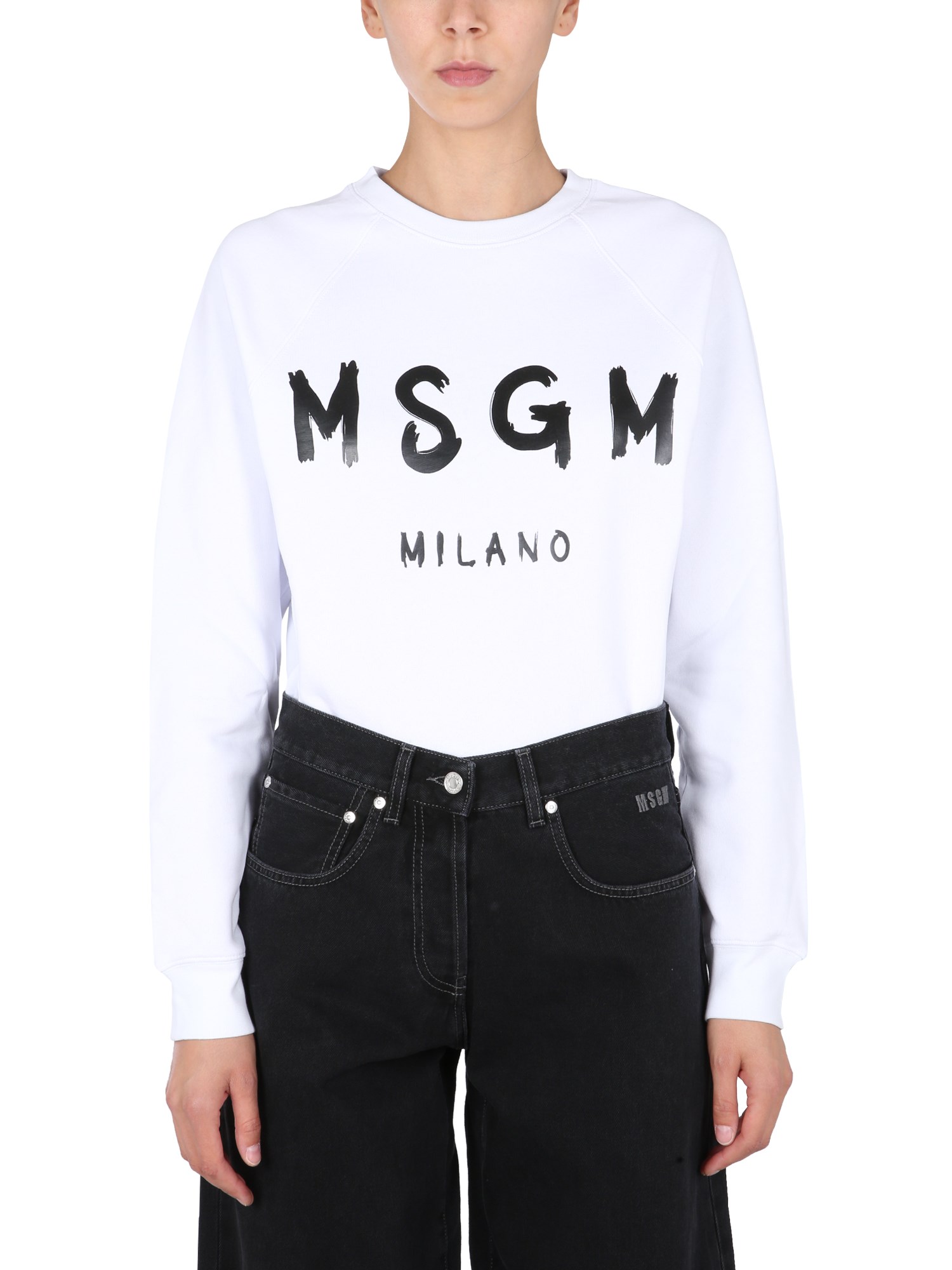 msgm sweatshirt with brushed logo print