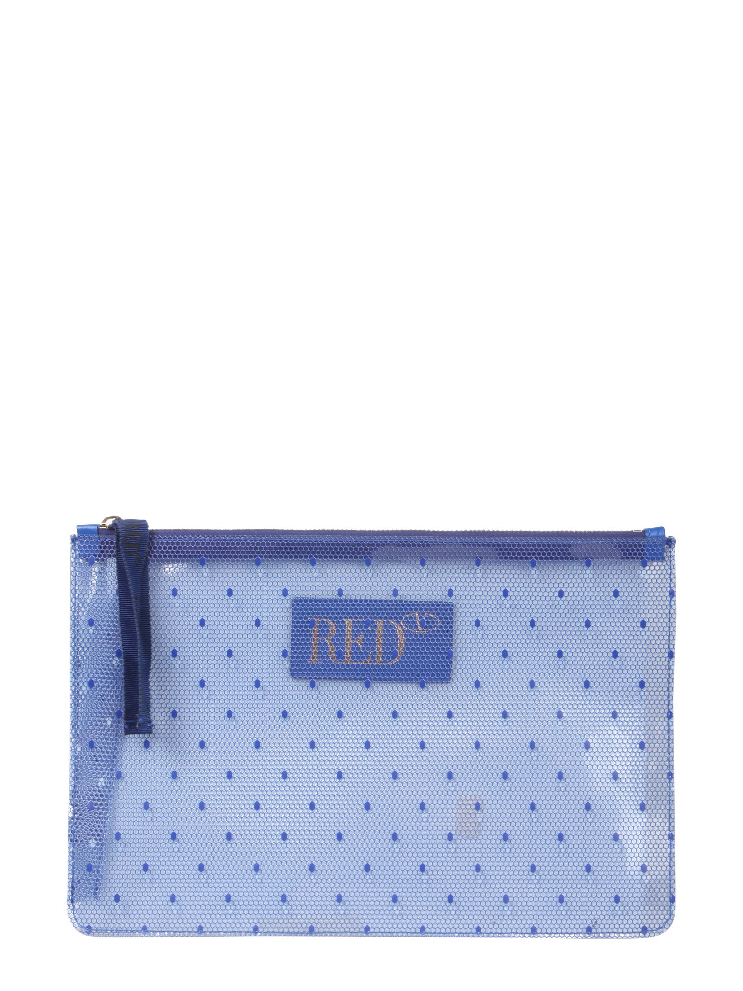 red (v) transparent pouch