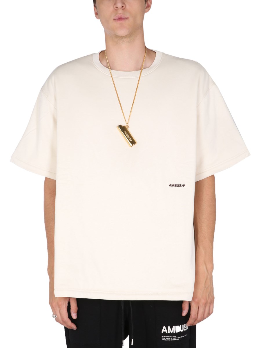 AMBUSH T-SHIRT IMBOTTITA IN COTONE CON RICAMO LOGO