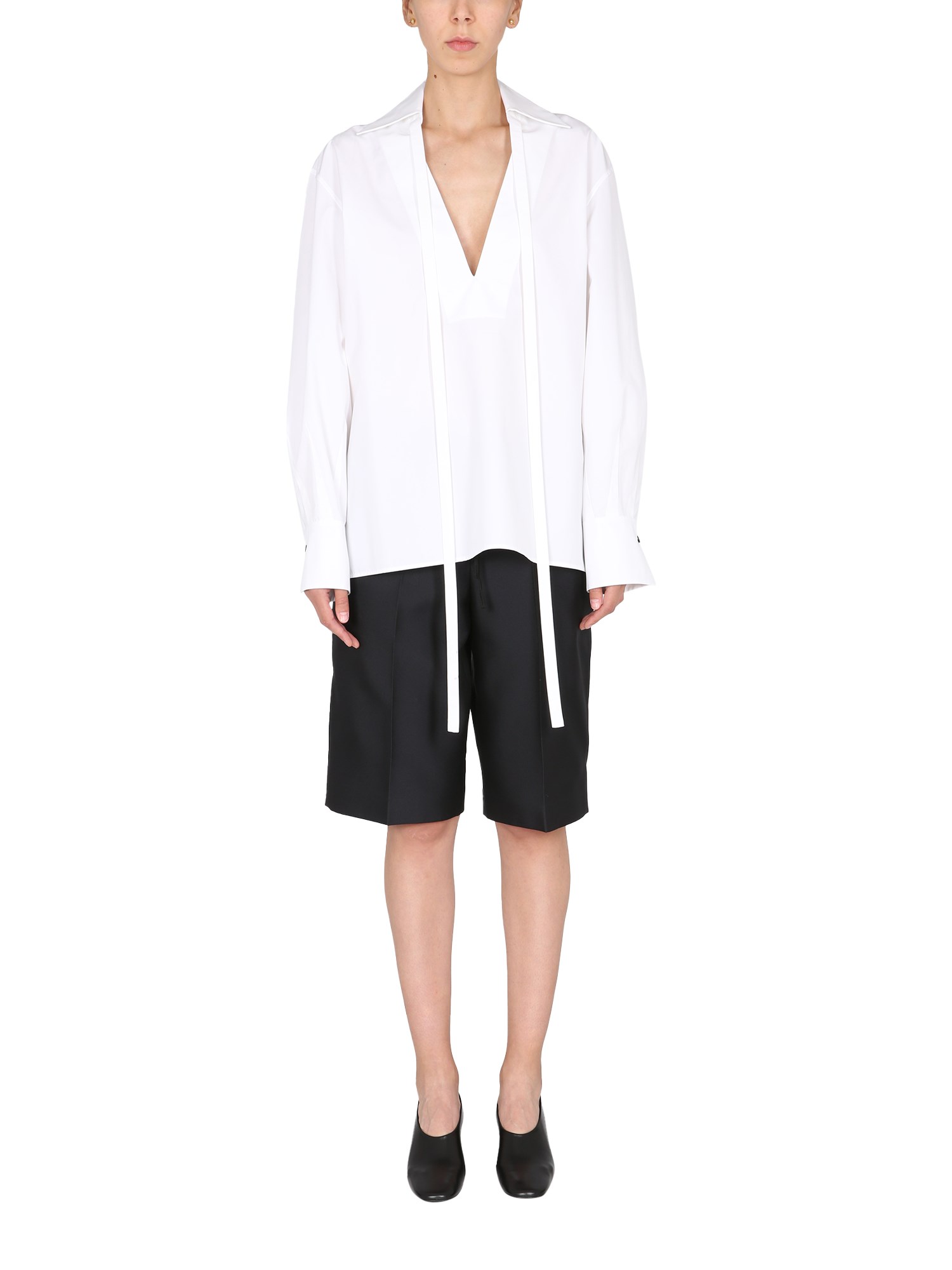 jil sander poplin shirt with laces