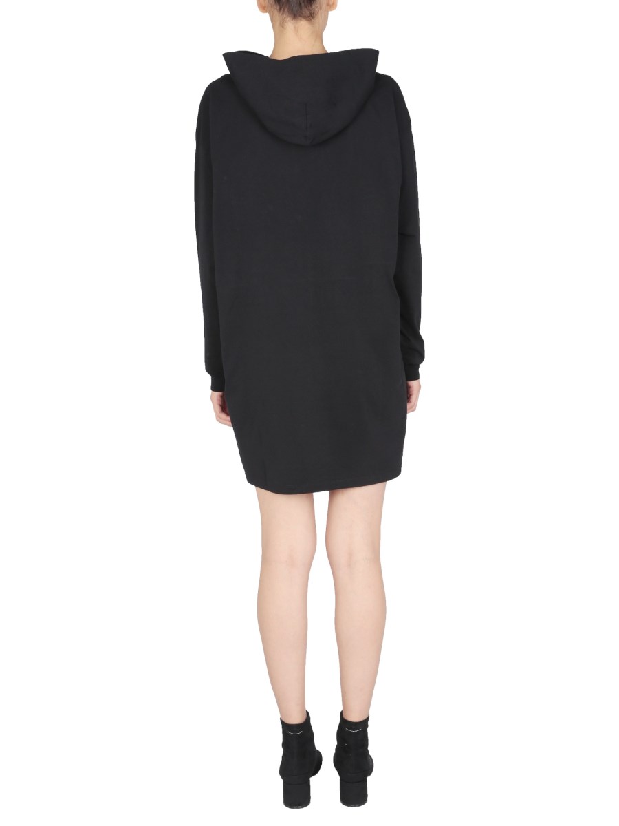 MM6 MAISON MARGIELA - HOODED COTTON DRESS WITH SIGN LANGUAGE