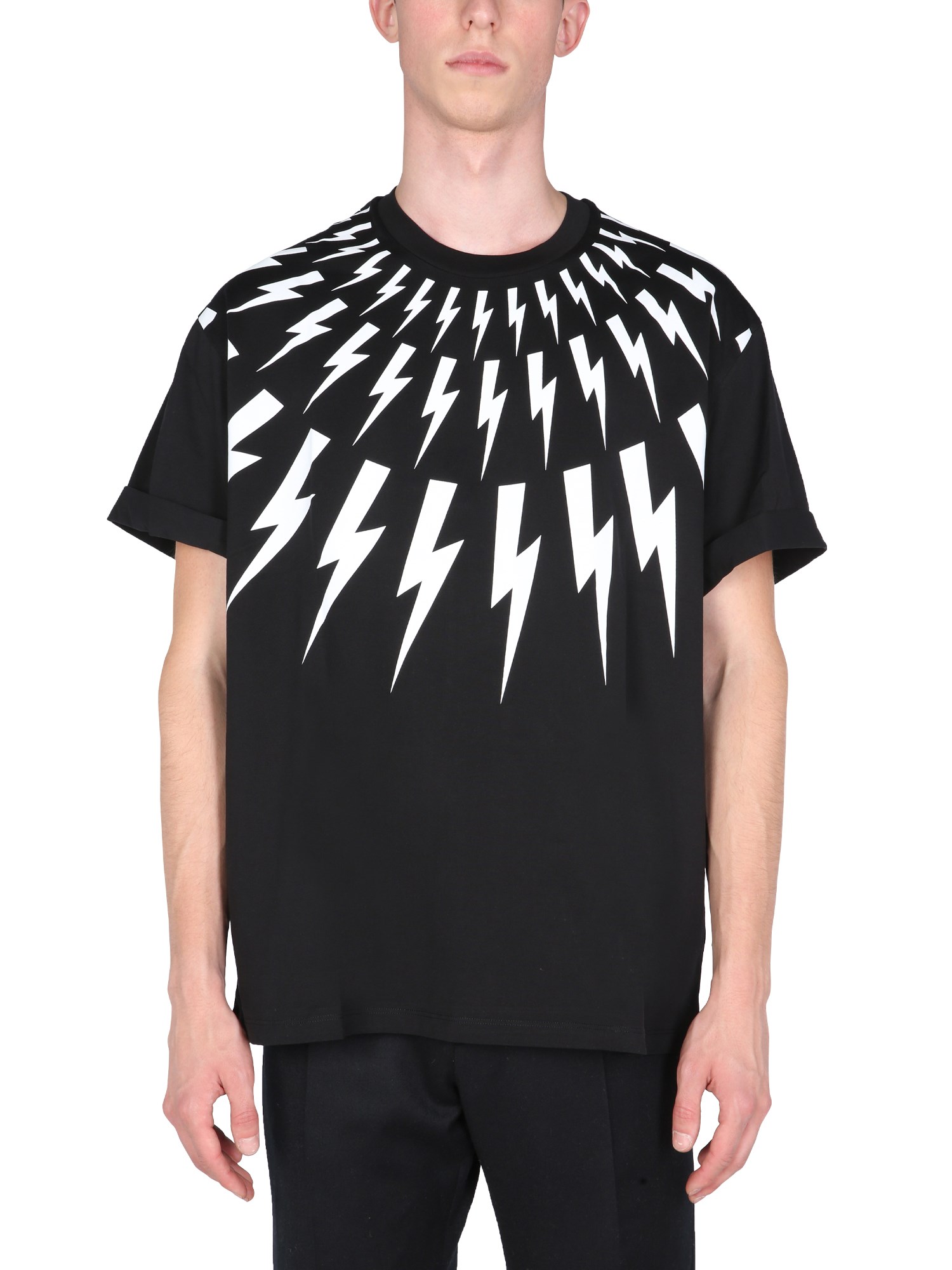 neil barrett "fair isle thunderbolt" t-shirt