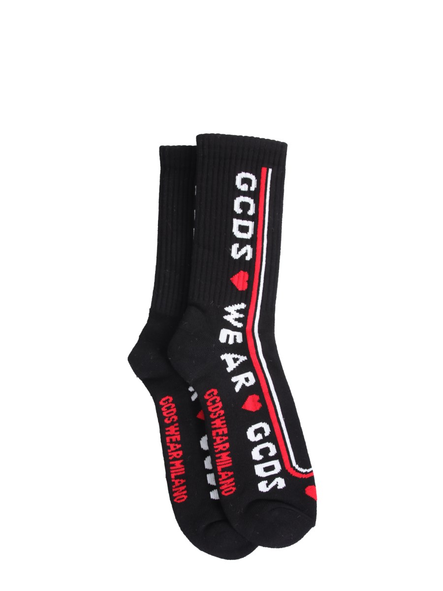 GCDS CALZINI IN COTONE CON LOGO LOVE GCDS