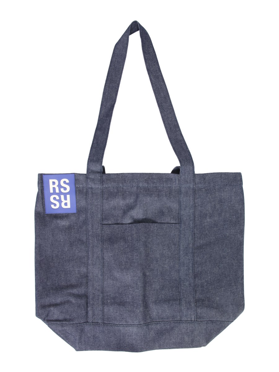 RAF SIMONS - DENIM TOTE BAG WITH LOGO PATCH - Eleonora Bonucci