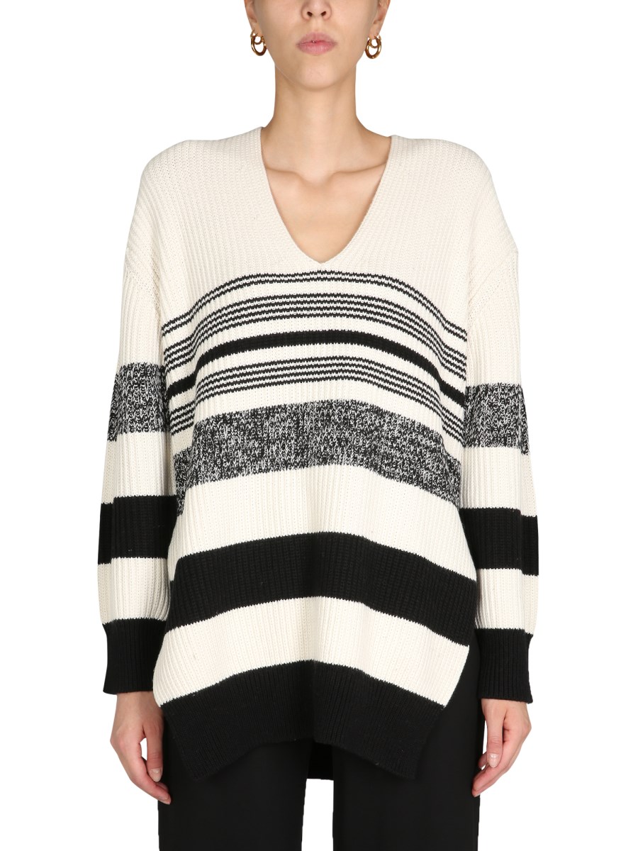 PROENZA SCHOULER WHITE LABEL MAGLIA CON SCOLLO A V IN MISTO COTONE E CASHMERE