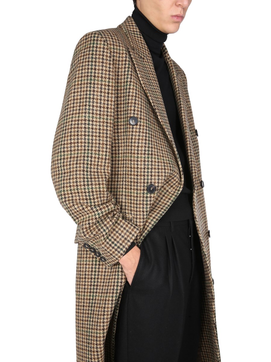 SUNFLOWER - DOUBLE BREASTED PIED DE POULE WOOL COAT - Eleonora Bonucci