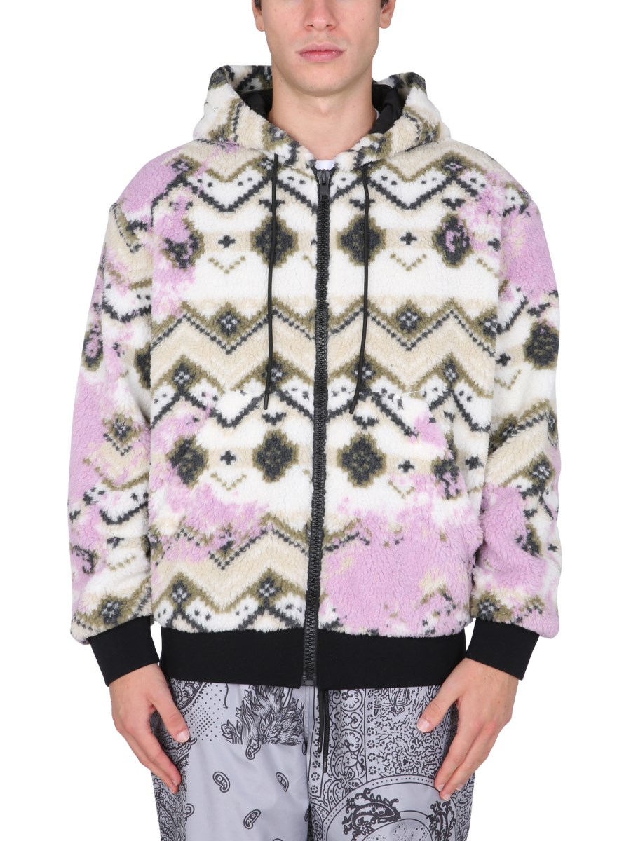 MSGM GIACCA SHERPA IN PILE CON MOTIVO NORWEGIAN