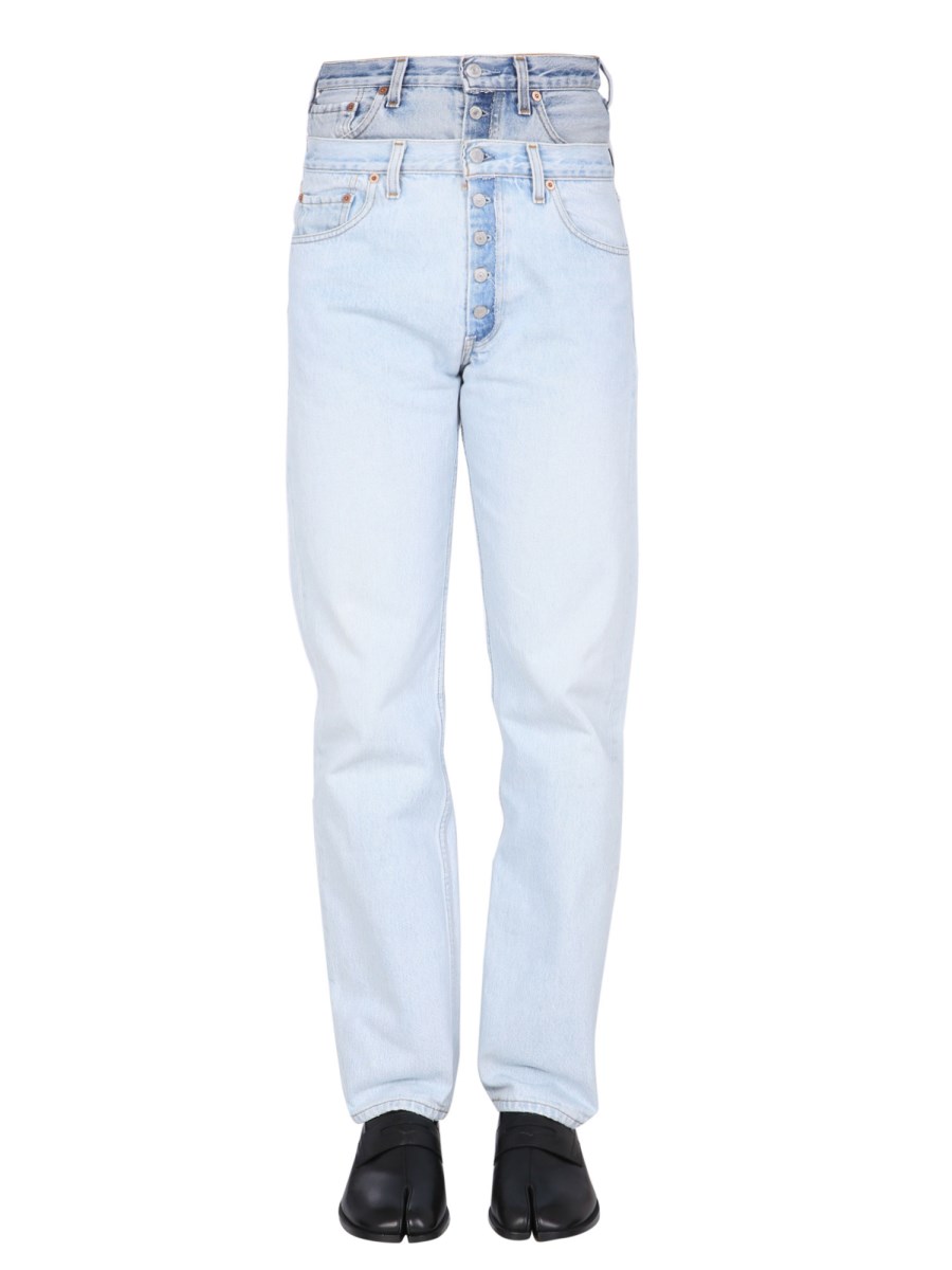 1/OFF JEANS IN DENIM DI COTONE REMADE LEVIS 501 A DOPPIA VITA