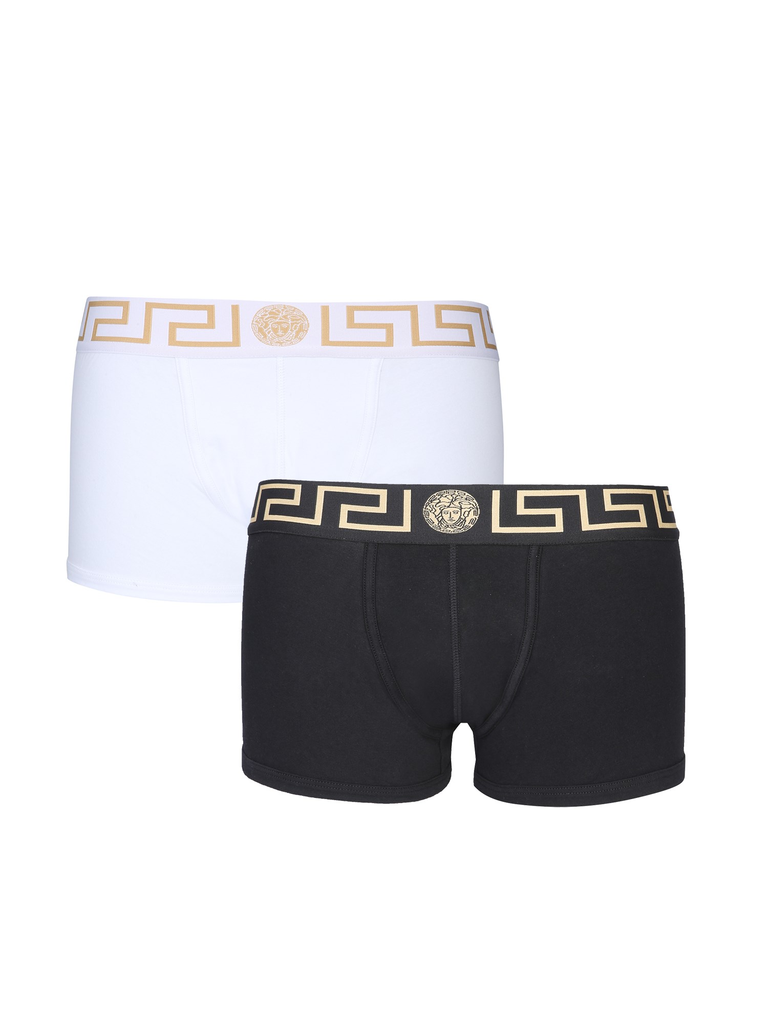 Versace Pack Of Two Boxer Shorts With Greek In Black