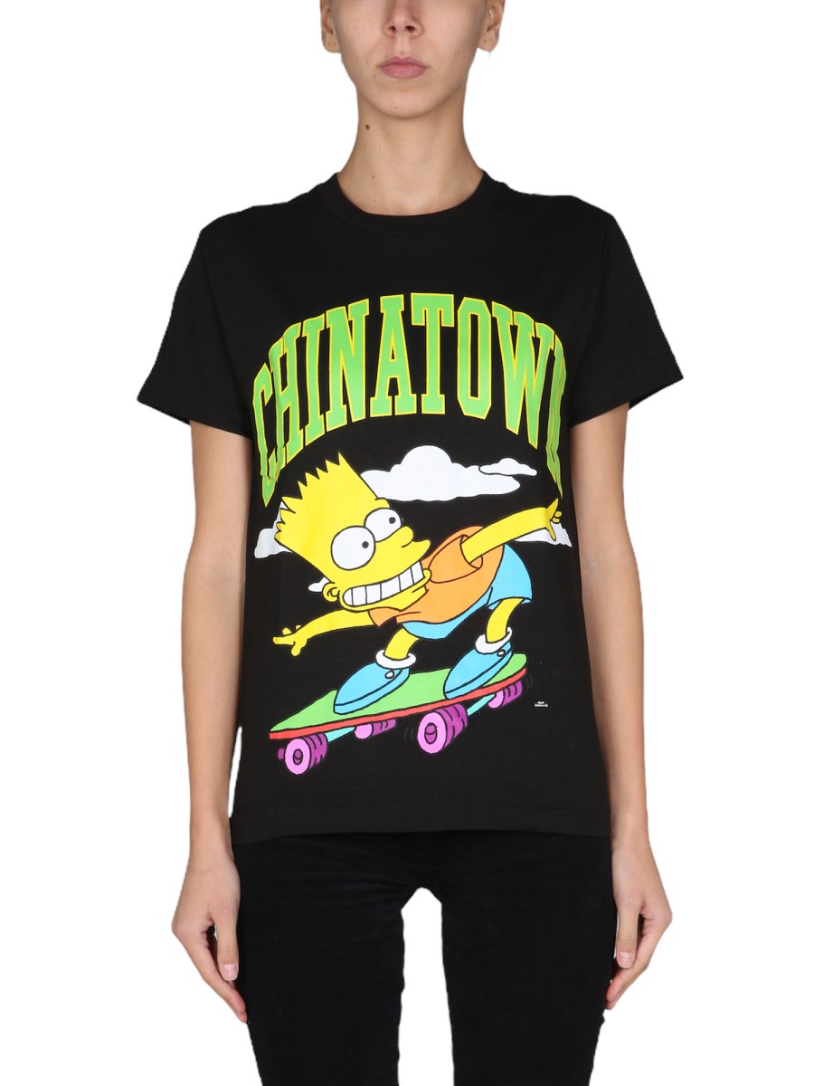 CHINATOWN MARKET X THE SIMPSONS T-SHIRT "COWABUNGA" IN JERSEY DI COTONE