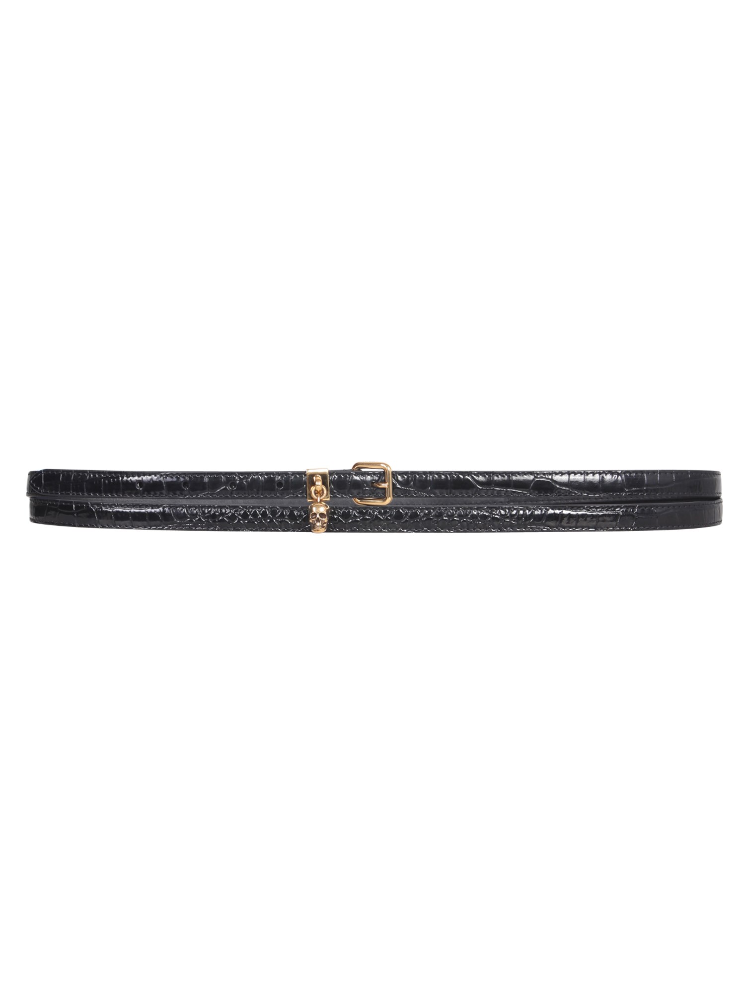 alexander mcqueen double belt with skull and floor