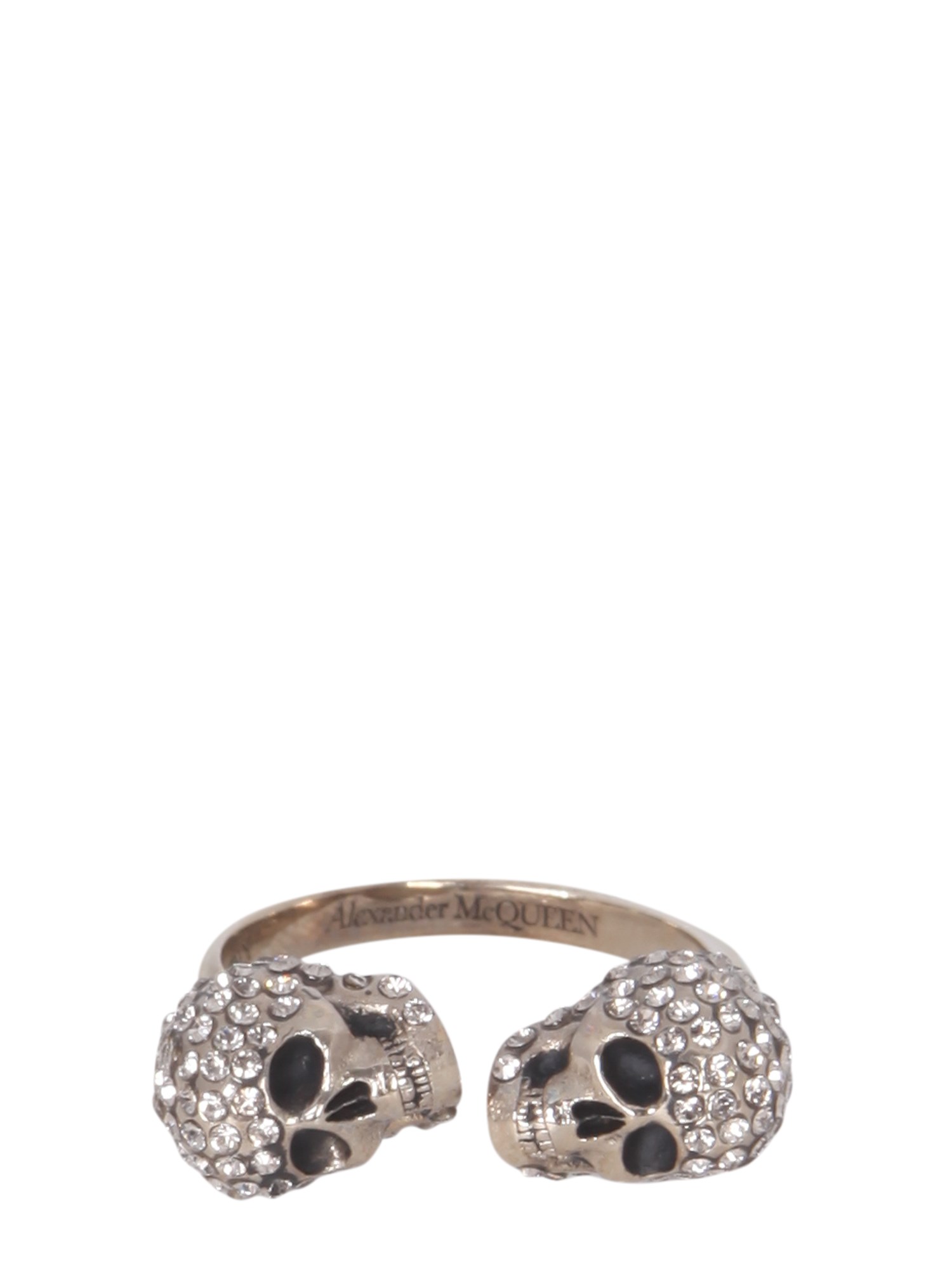 alexander mcqueen twin skull ring
