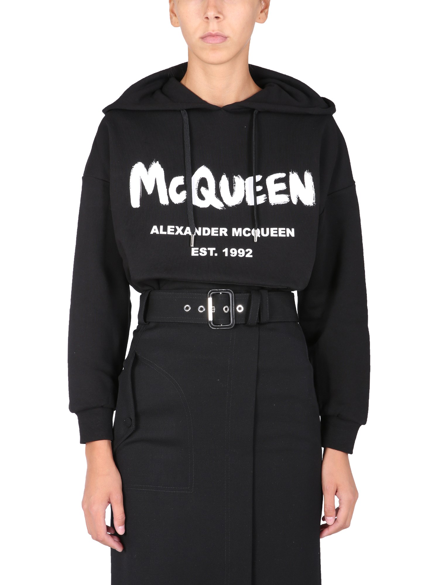 alexander mcqueen sweatshirt with graffito logo print