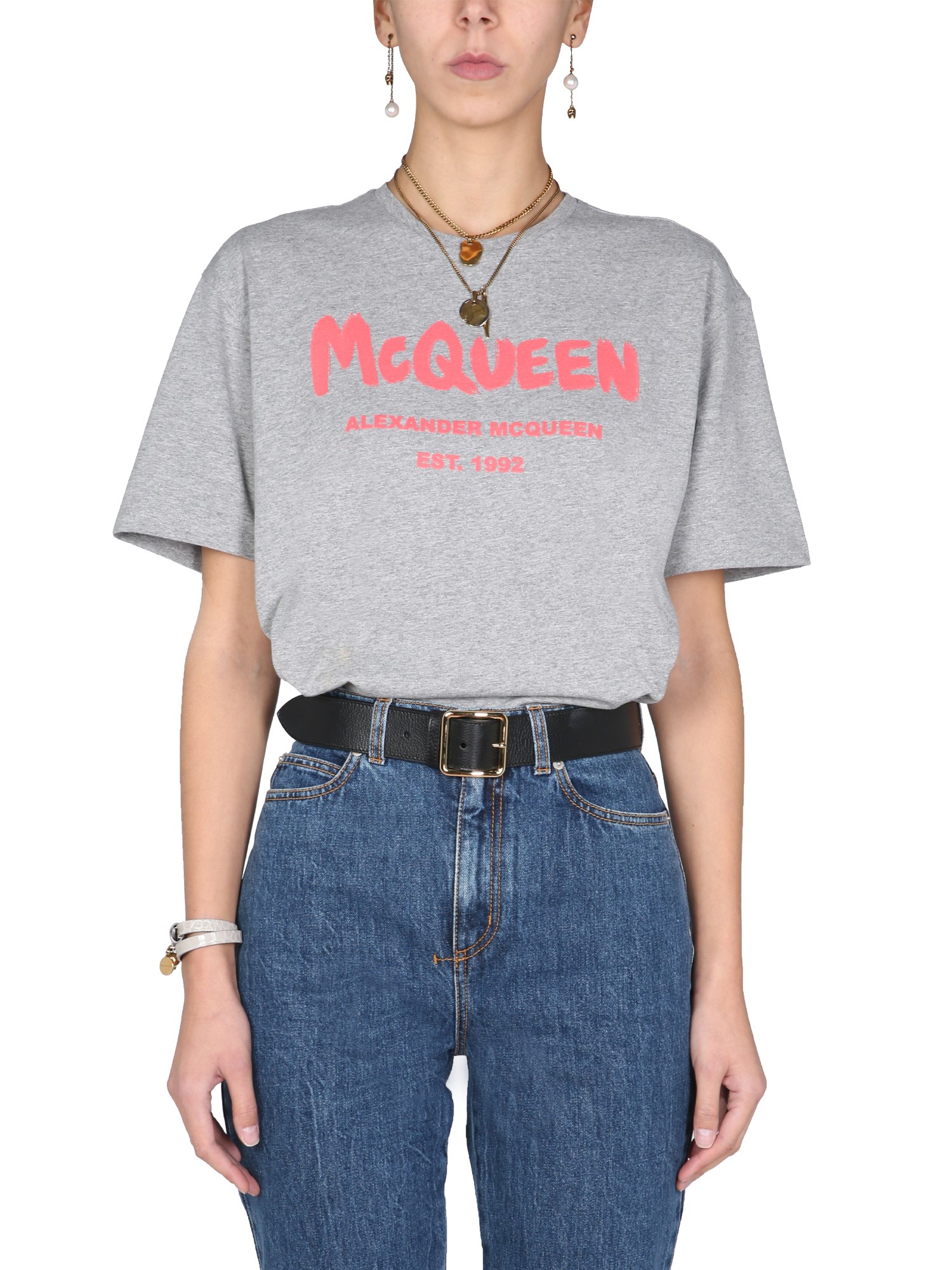 alexander mcqueen t-shirt with graffito logo print