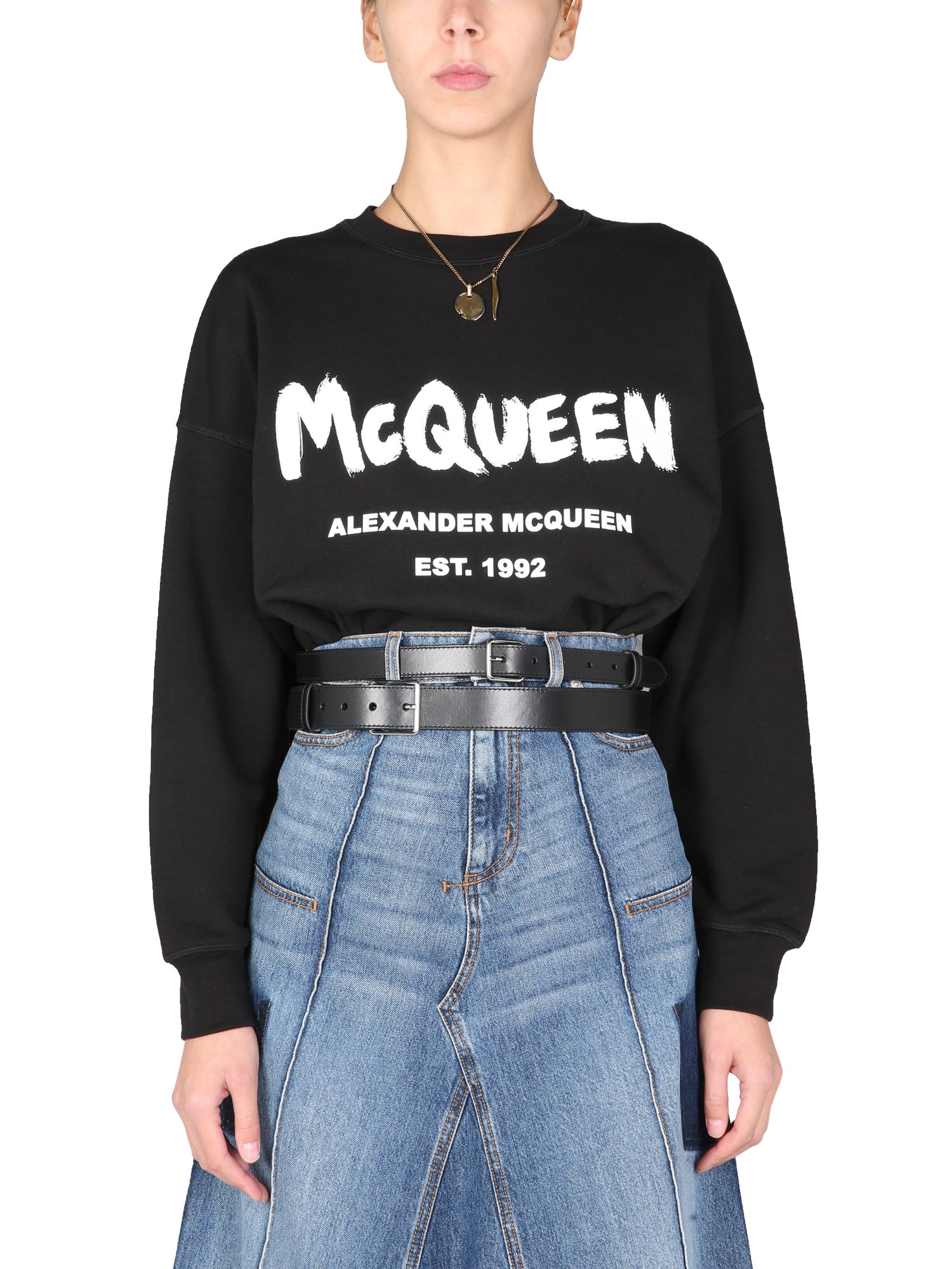 alexander mcqueen sweatshirt with graffiti logo print