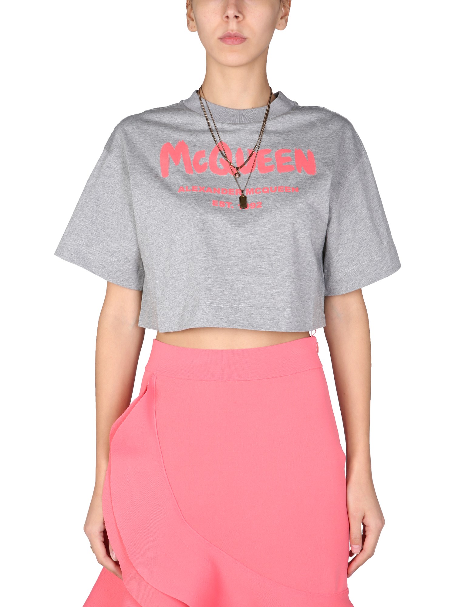 alexander mcqueen t-shirt with graffiti logo print