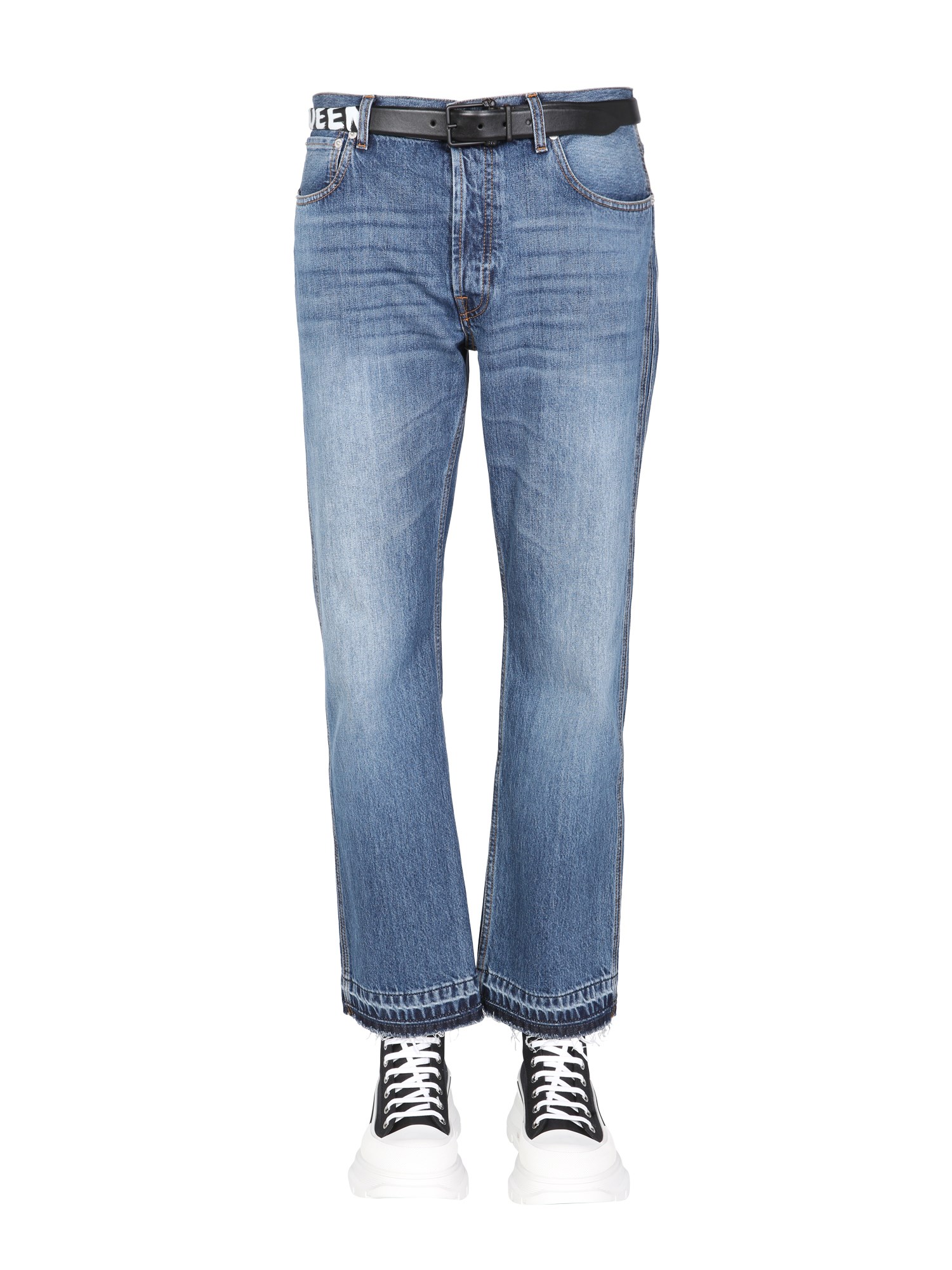 alexander mcqueen jeans with raw cut