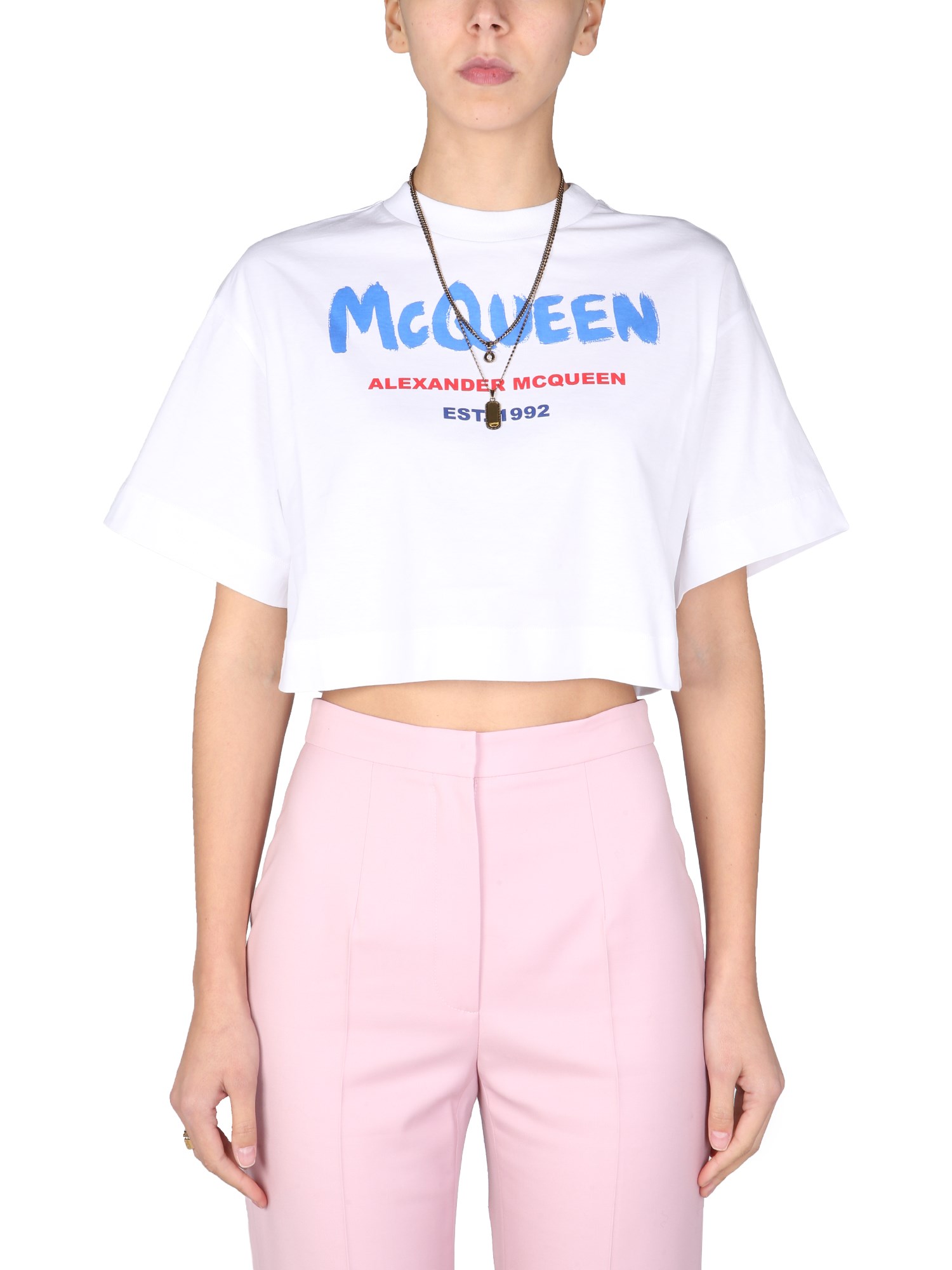 alexander mcqueen t-shirt with graffiti logo print