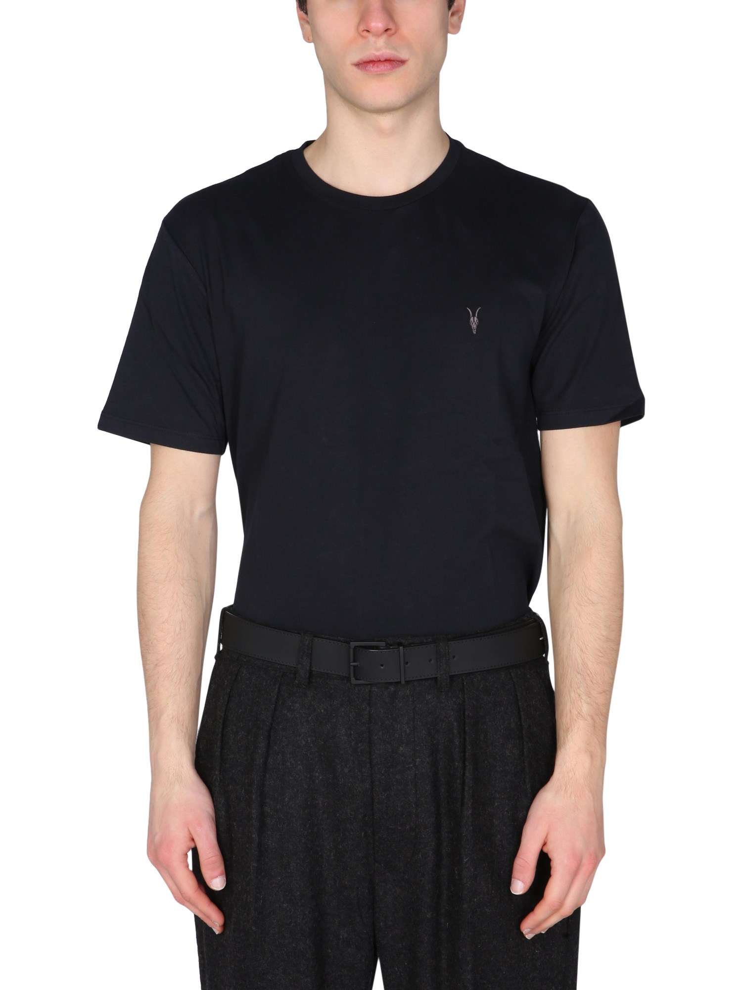 allsaints t-shirt with embroidered "ramskull"