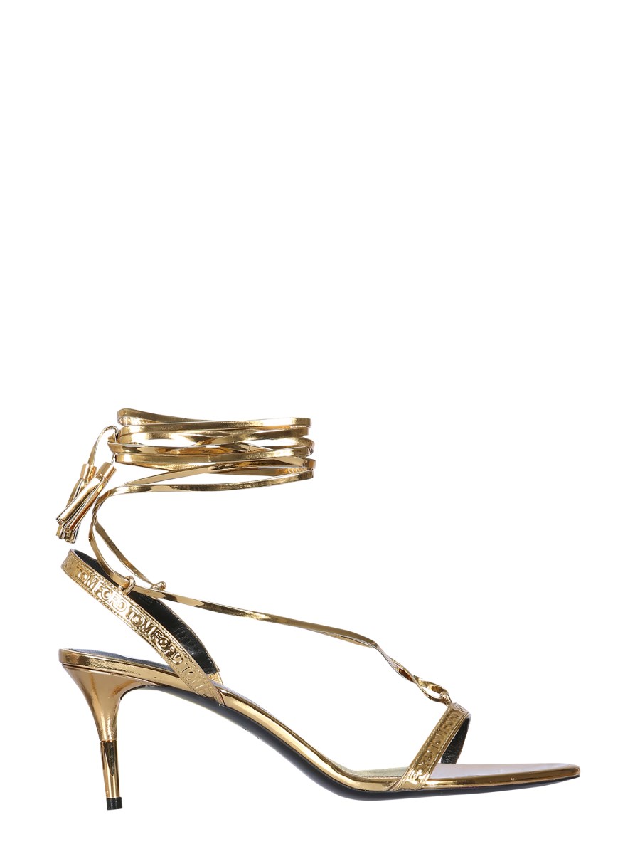 TOM FORD - MIRRORED LEATHER SANDALS WITH ANKLE LACING - Eleonora Bonucci