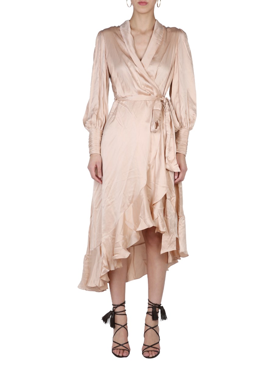 ZIMMERMANN - SILK WRAP MIDI DRESS