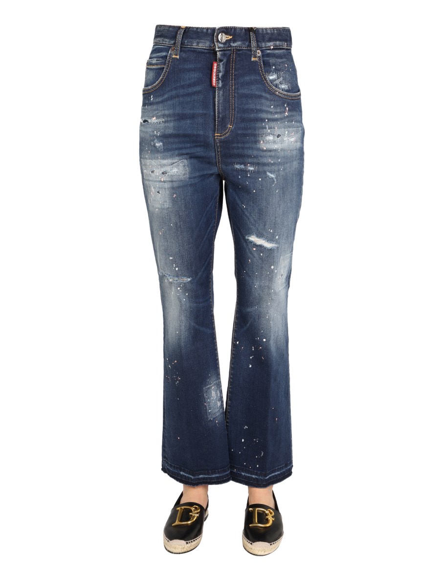 DSQUARED JEANS WIDE LEG IN DENIM DI COTONE