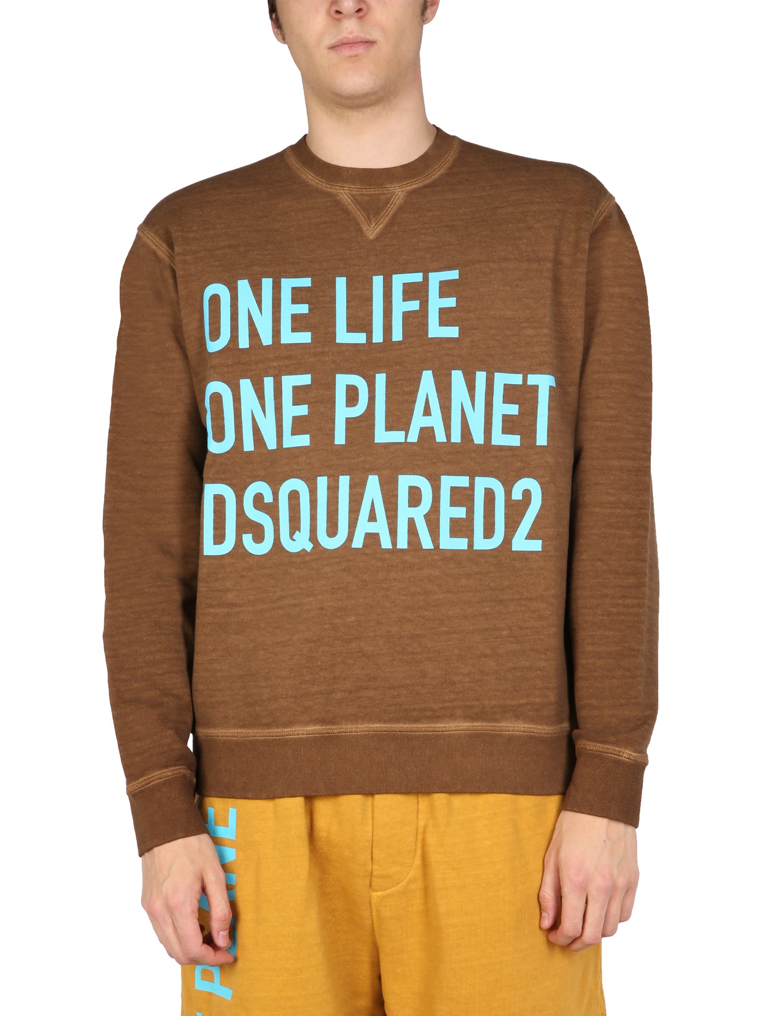 Shop Dsquared2 "one Life One Planet" Sweatshirt In Brown
