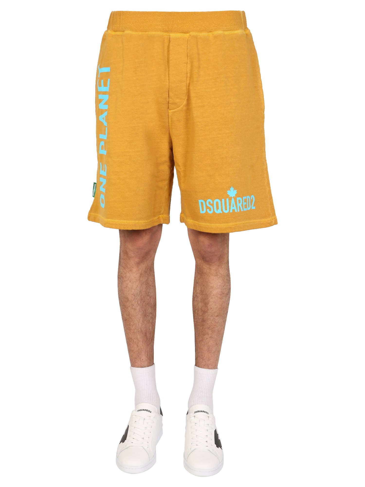 Dsquared2 Logo Printed Bermuda Shorts In Yellow
