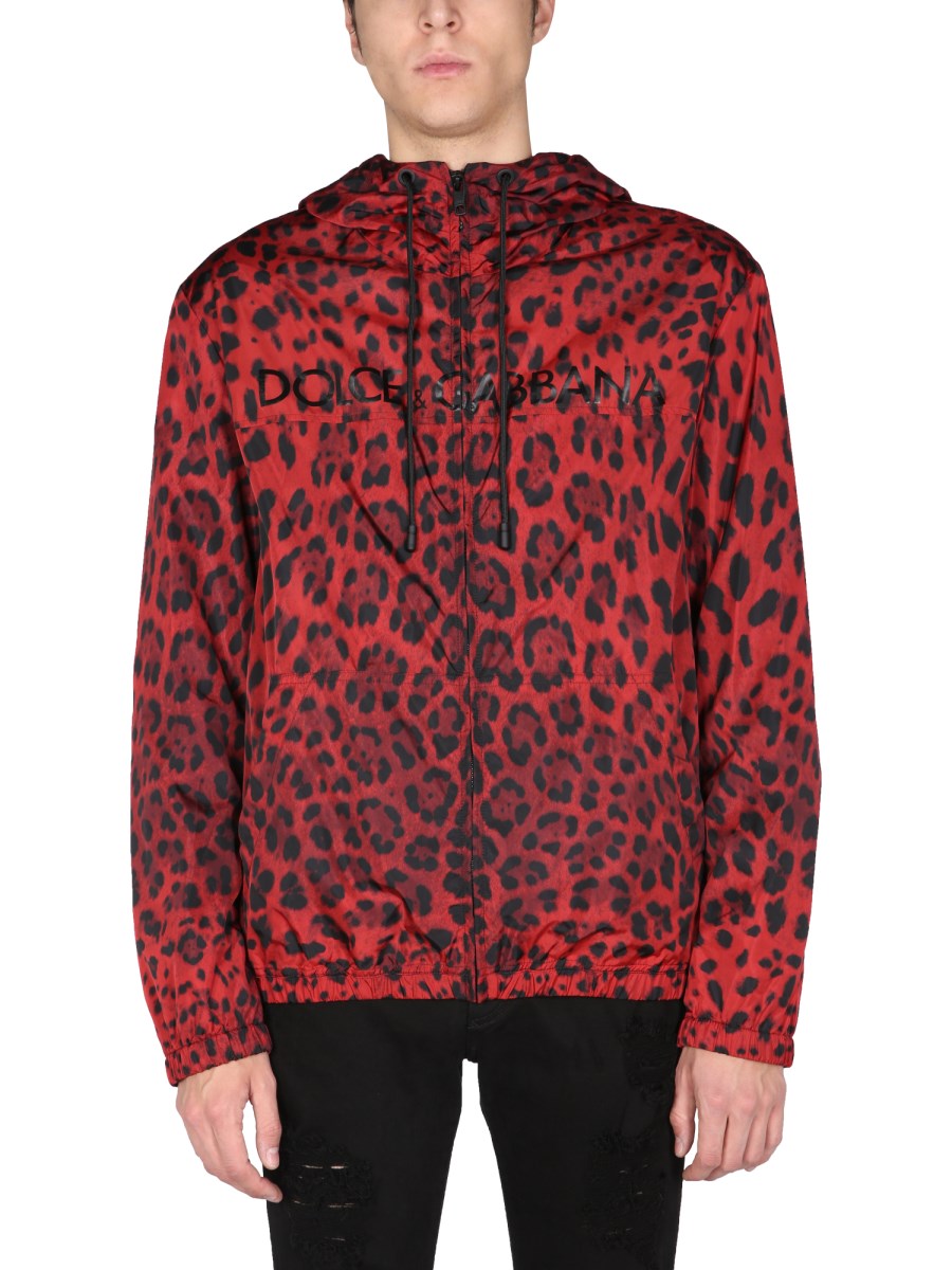 DOLCE & GABBANA GIACCA IN NYLON CON STAMPA ANIMALIER