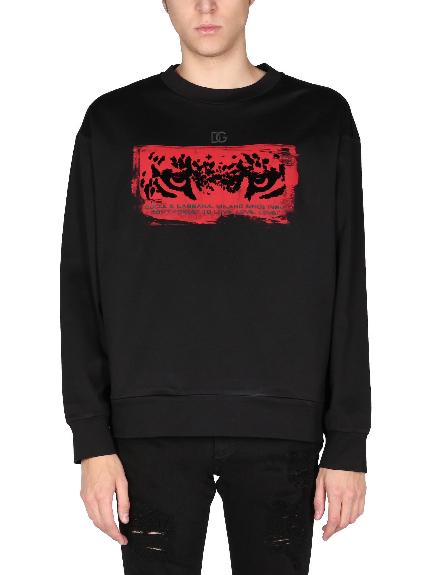 dolce & gabbana sweatshirt with flocked animal print