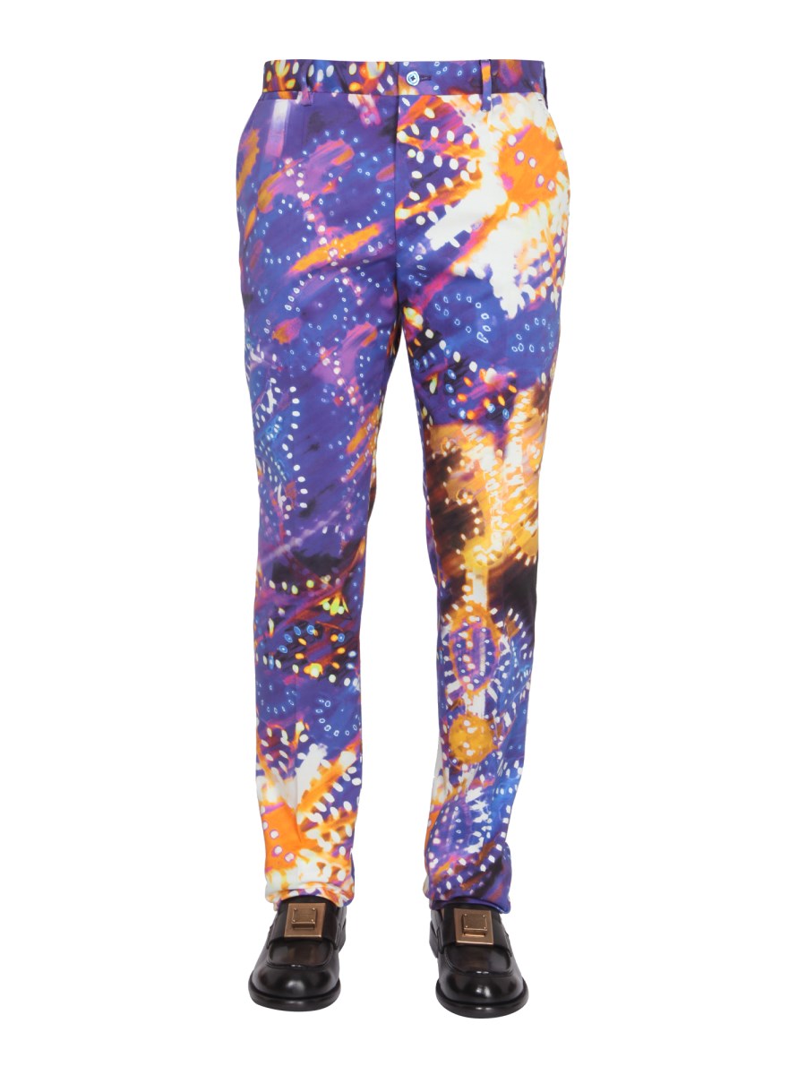 DOLCE & GABBANA PANTALONE SLIM FIT IN COTONE CON STAMPA LUMINARIE