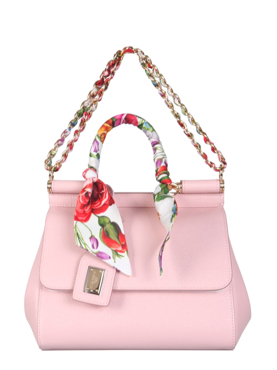 DOLCE & GABBANA - SMALL SICILY LEATHER BAG WITH SCARF - Eleonora